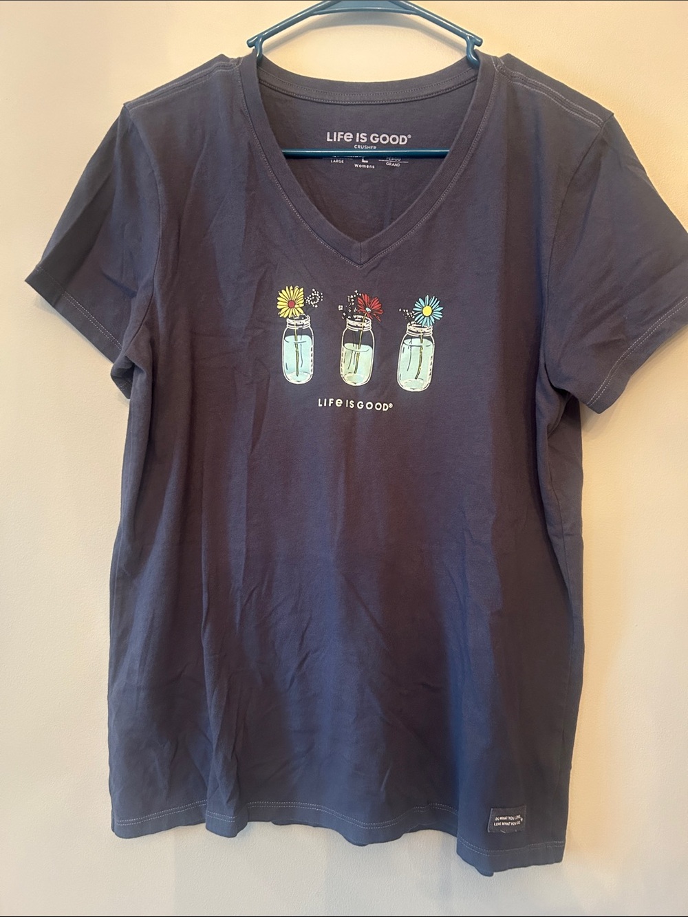Life is Good Women's Crusher T-Shirt, Short Sleeve Cotton, Floral Jars, Large - Picture 2 of 5